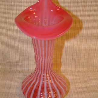 Fenton Cranberry Rib Optic Jack in the Pulpit Tulip Vase