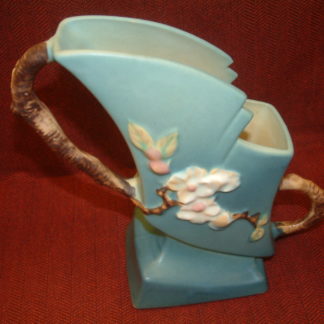 Roseville Apple Blossom Twig Handled Vase