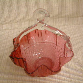Cranberry Whimsy Basket, Overshot Glass