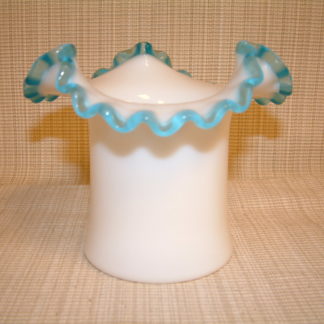Fenton Aqua Crest Ruffled Hat Vase