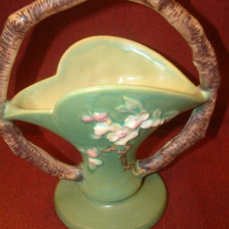 Roseville Apple Blossom Twig Handled Basket