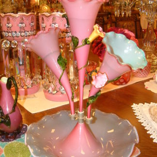 Rare Trumpet Flower 3 Flute Epergne  SOLD