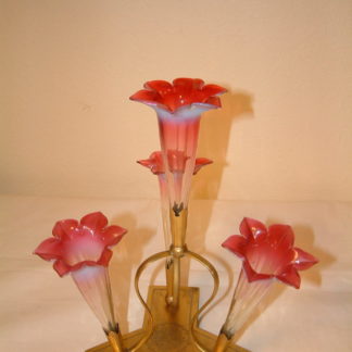 Cranberry Opalescent to Vaseline 4 Flute Epergne