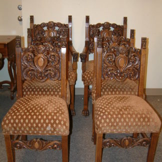 Horner Oak Griffin Chairs Pierce Carved Set of 6  SOLD