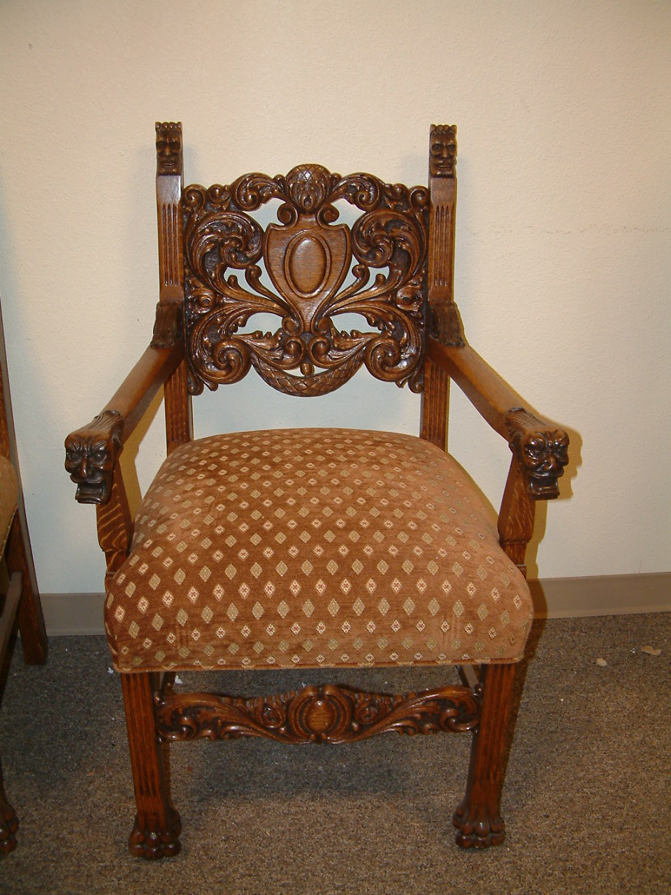 Horner Oak Griffin Chairs Pierce Carved Set of 6 SOLD - Image 2