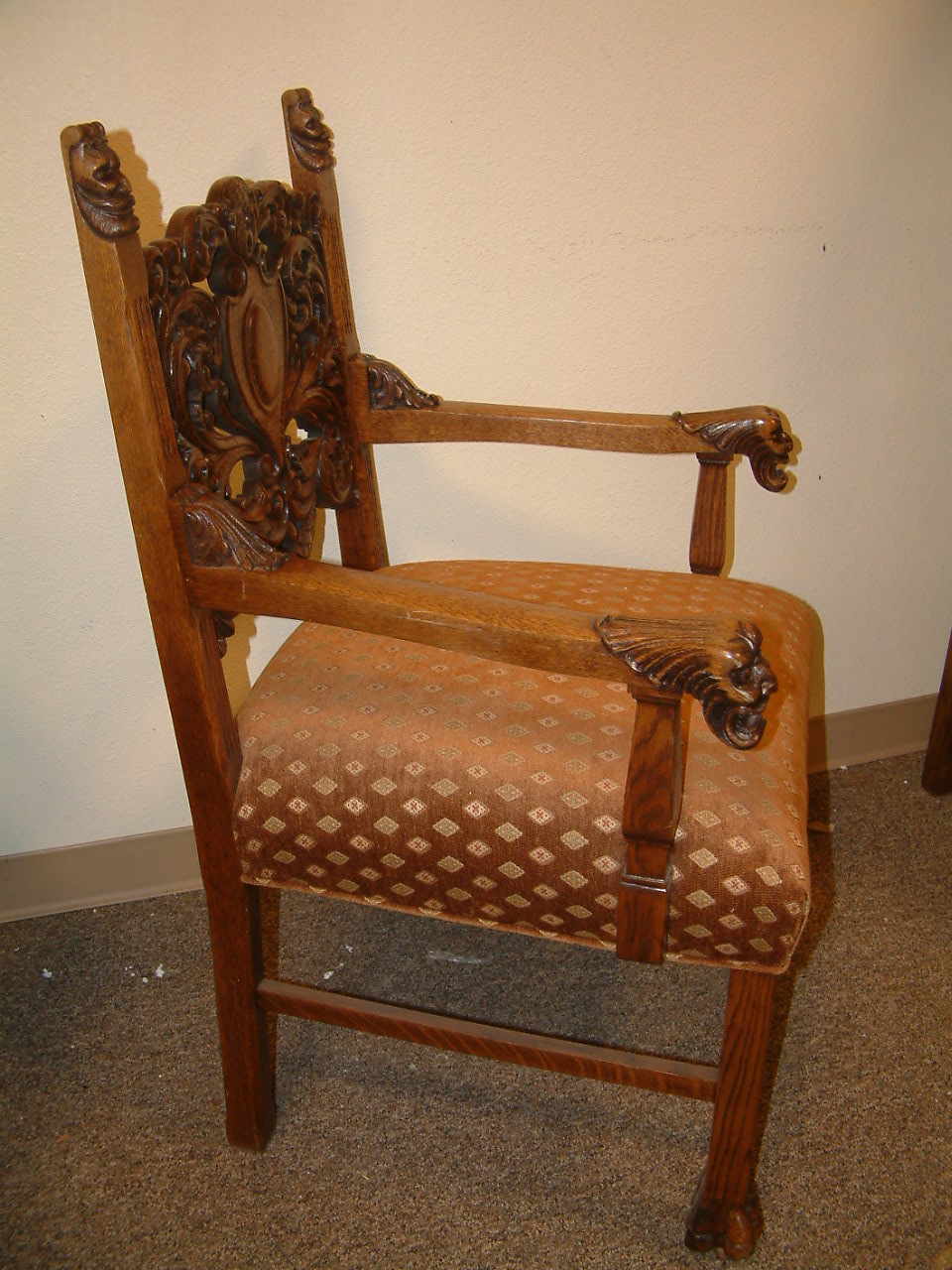 Horner Oak Griffin Chairs Pierce Carved Set of 6 SOLD - Image 5