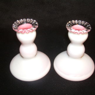 Fenton Peach Crest Candlesticks PAIR