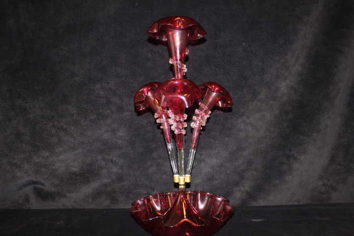Cranberry Rare Shape Epergne
