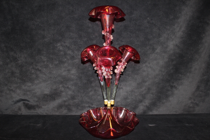 Cranberry Rare Shape Epergne - Image 4