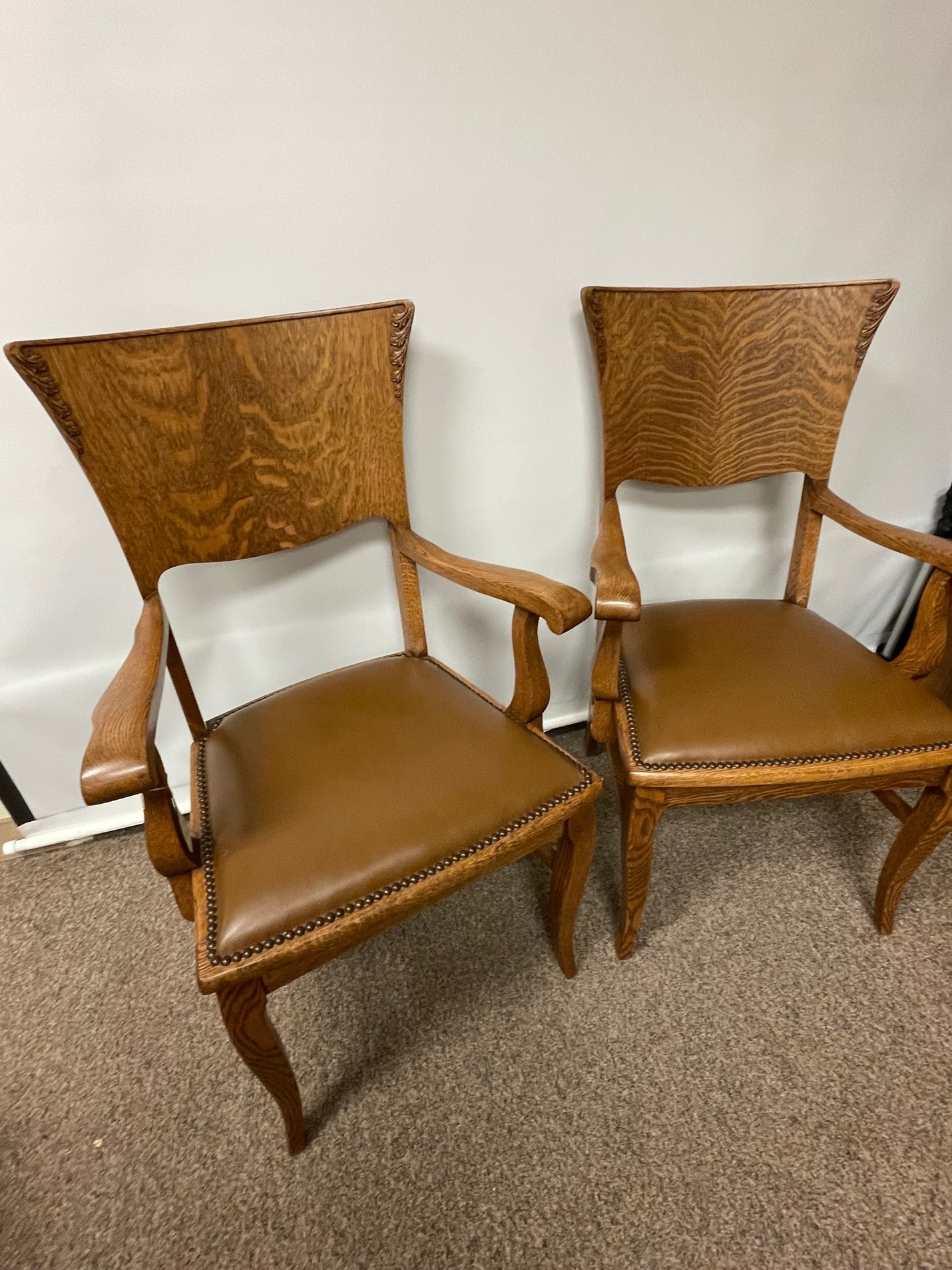 Quartersawn Oak Arm Chairs - Image 3