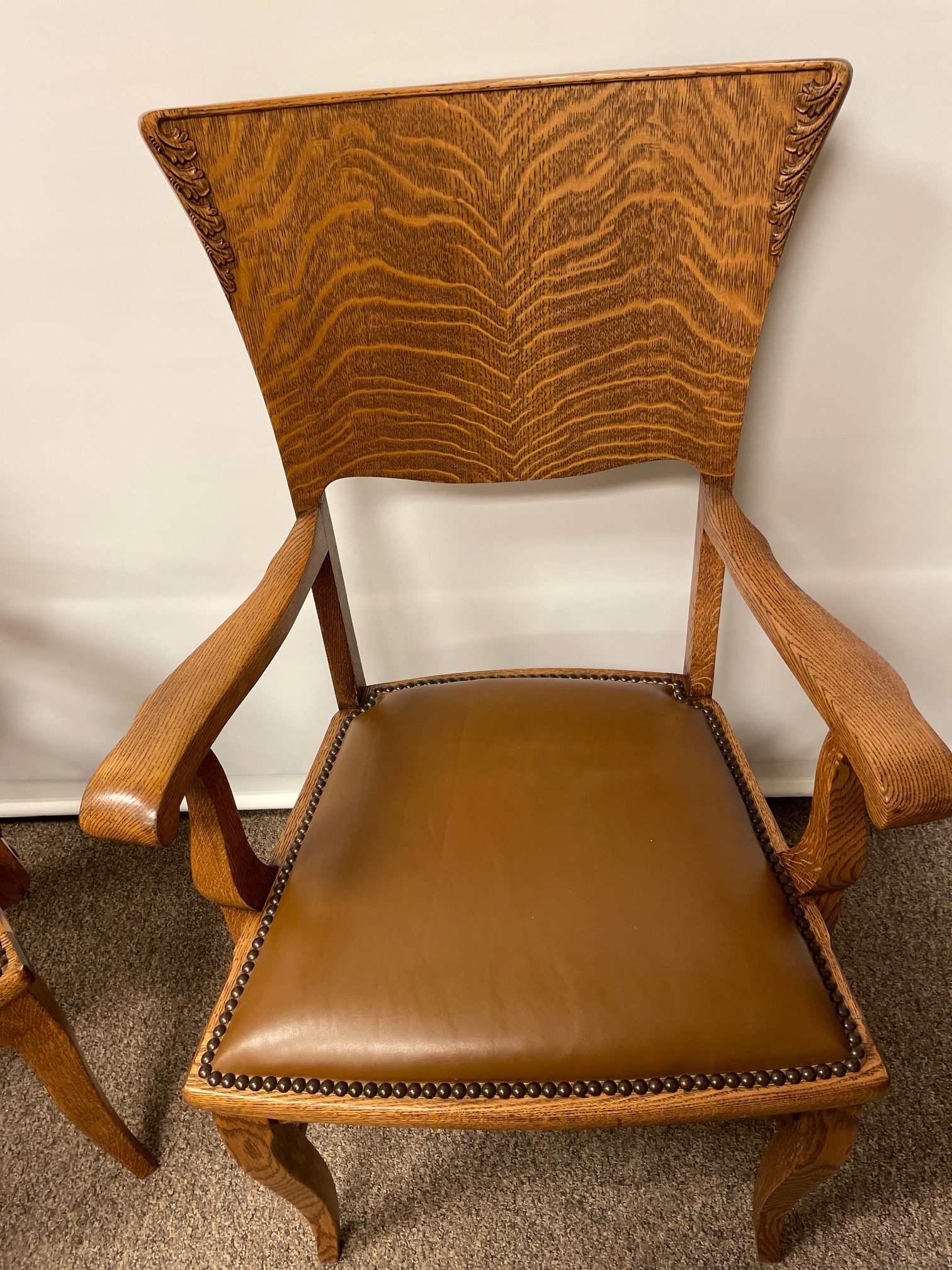 Quartersawn Oak Arm Chairs - Image 4