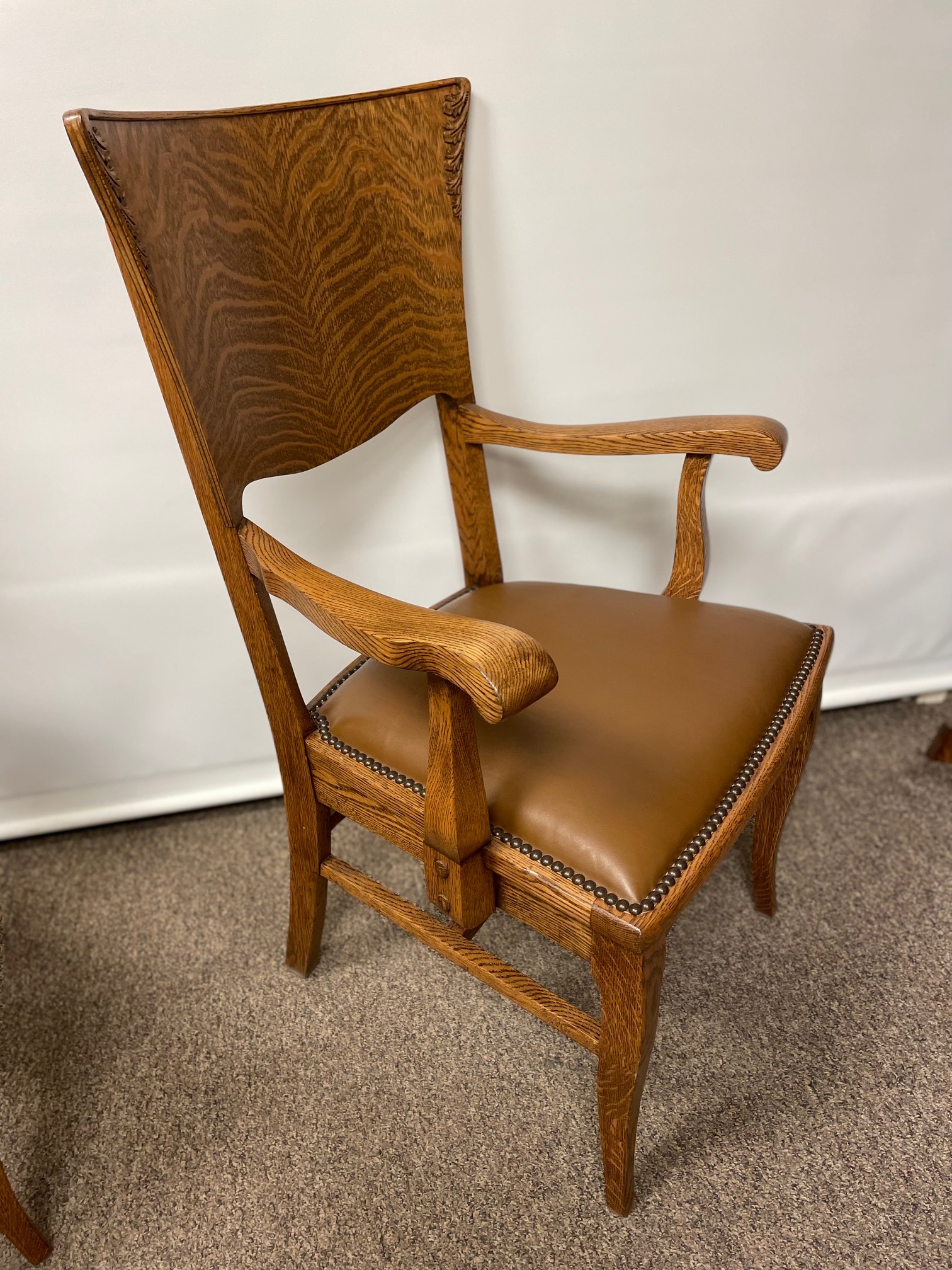 Quartersawn Oak Arm Chairs - Image 6