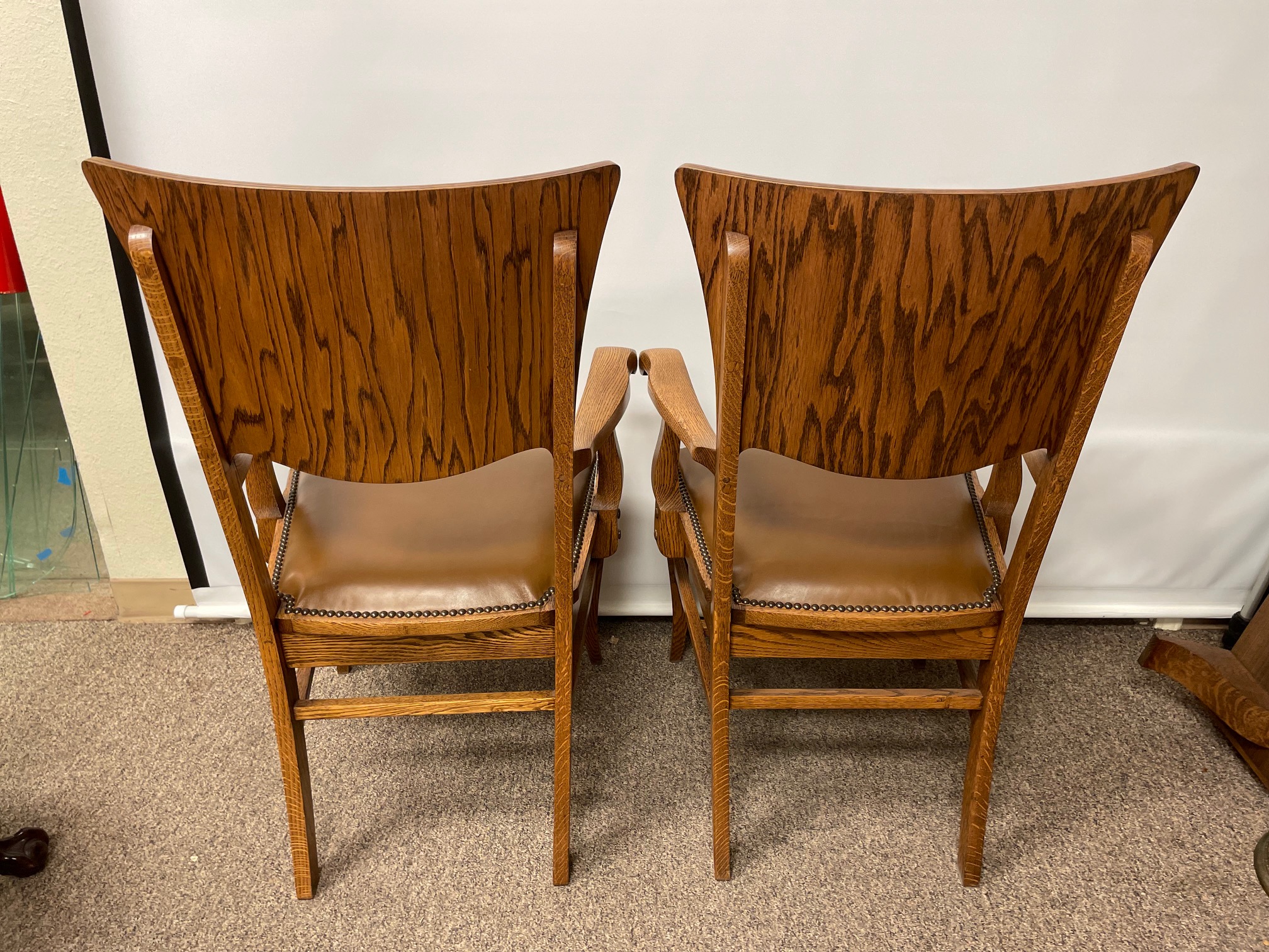 Quartersawn Oak Arm Chairs - Image 7