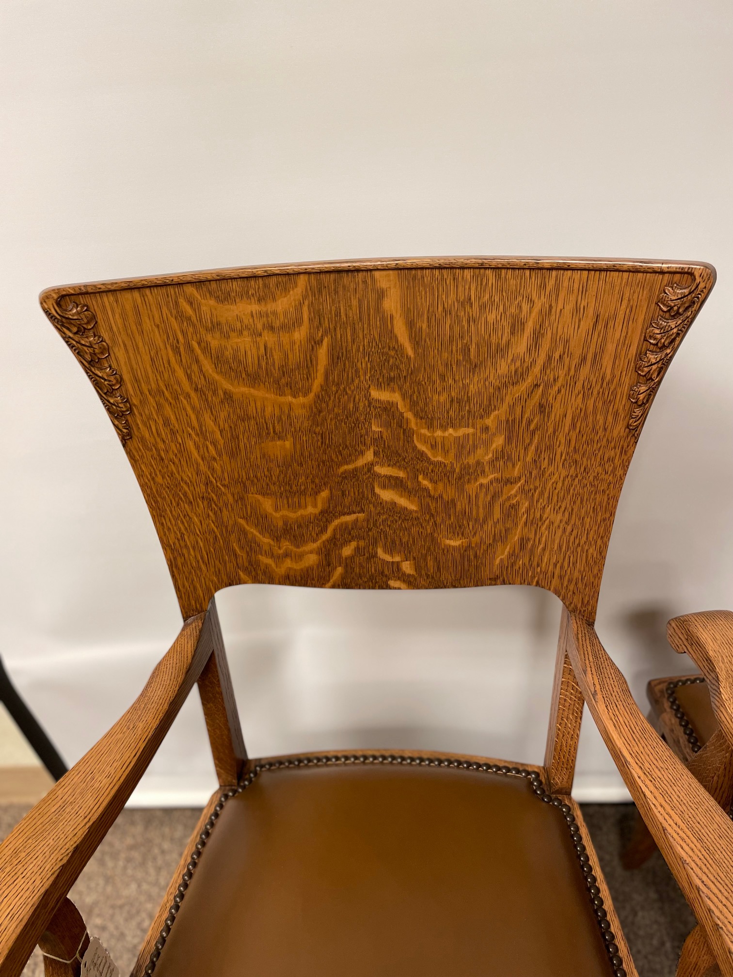 Quartersawn Oak Arm Chairs - Image 8