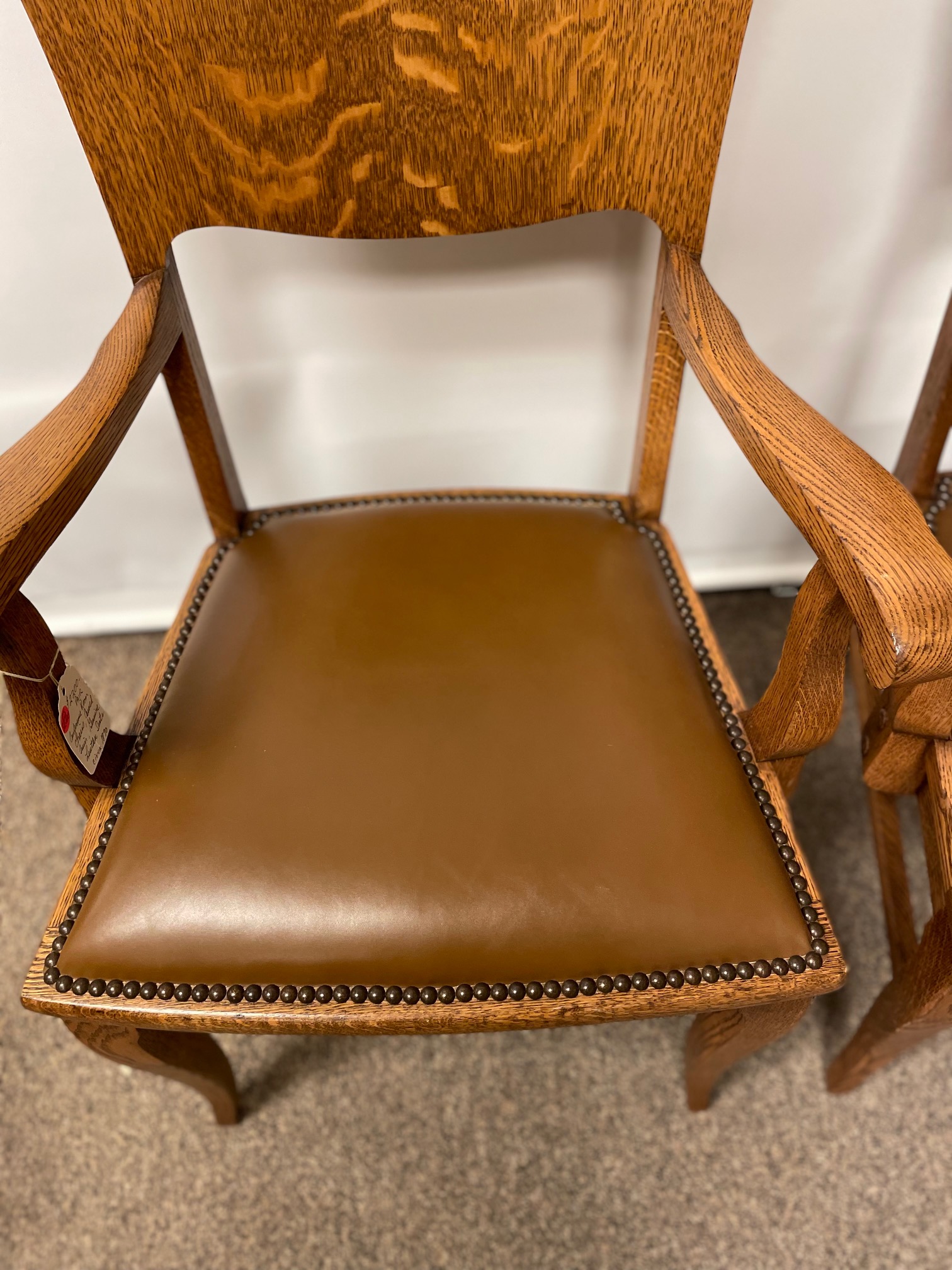 Quartersawn Oak Arm Chairs - Image 9