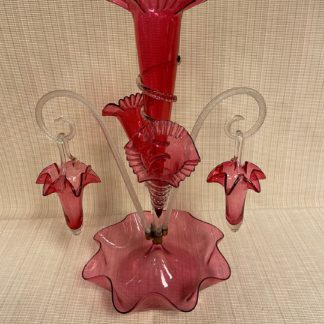 Cranberry Epergne with Hanging Baskets  SALE $1699