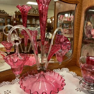 Rich Cranberry Epergne  With Hanging Baskets SALE $995