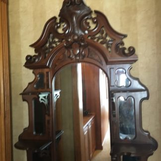 Walnut Pierce Carved Crested Etagere
