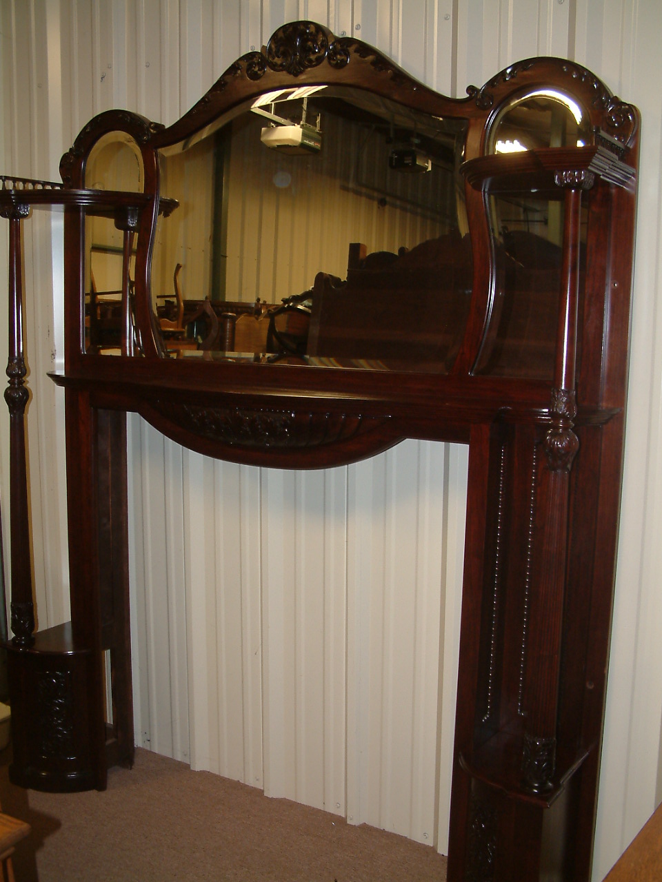 Mahogany Shaped Mirror Mantel - Image 15