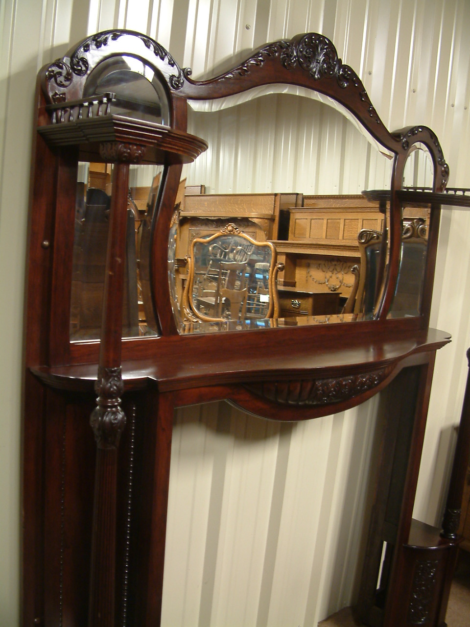 Mahogany Shaped Mirror Mantel
