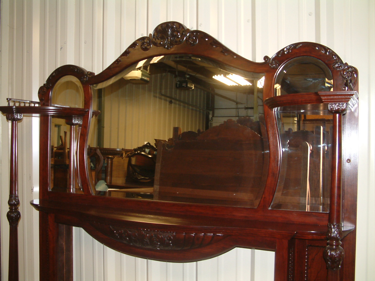 Mahogany Shaped Mirror Mantel - Image 12