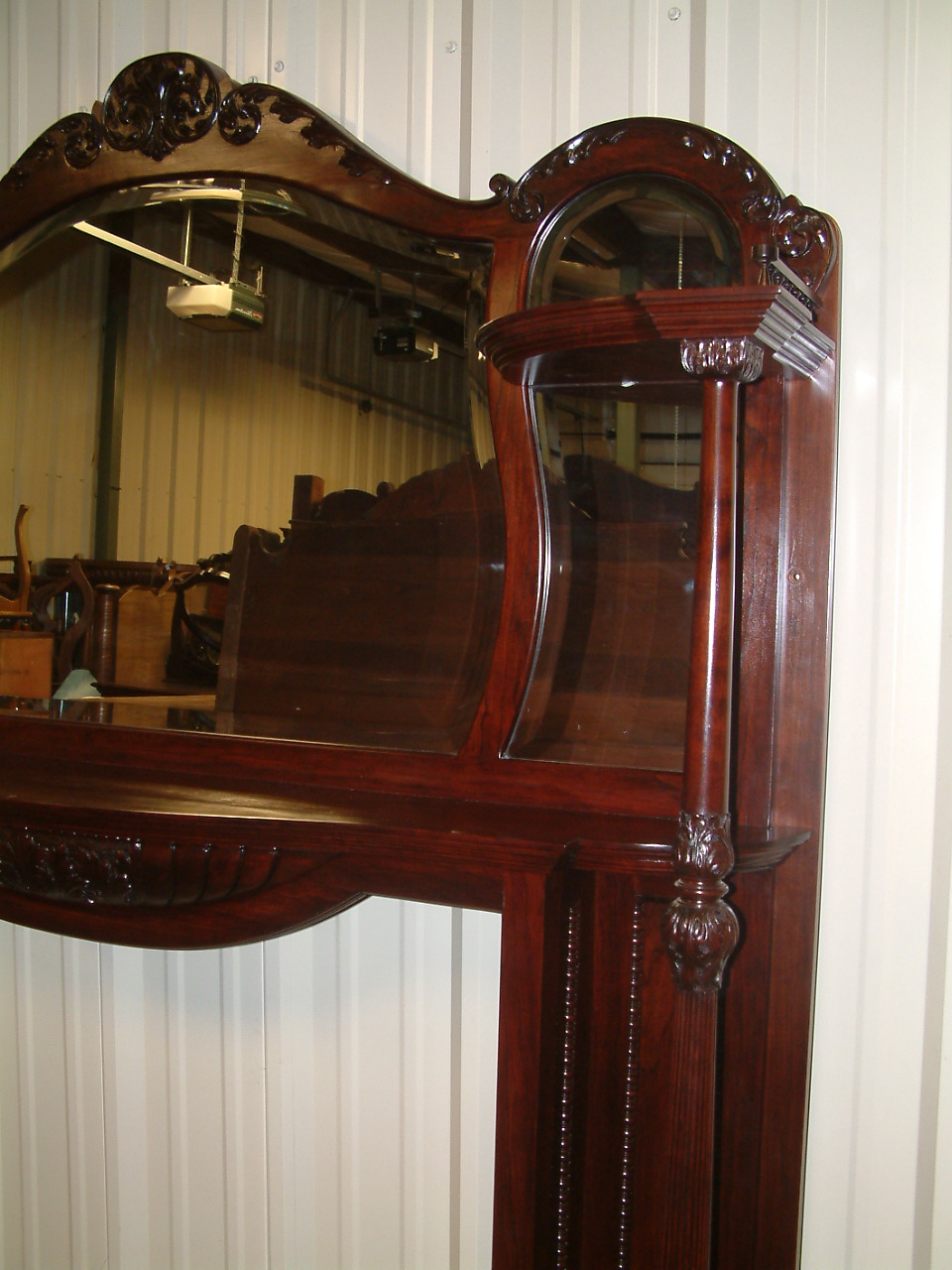 Mahogany Shaped Mirror Mantel - Image 11
