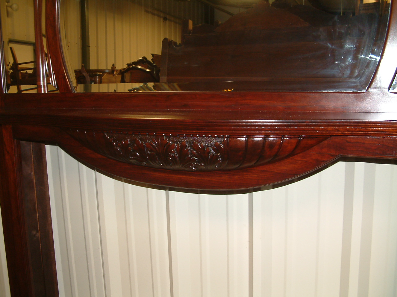 Mahogany Shaped Mirror Mantel - Image 9