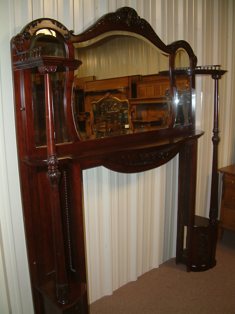 Mahogany Shaped Mirror Mantel - Image 7