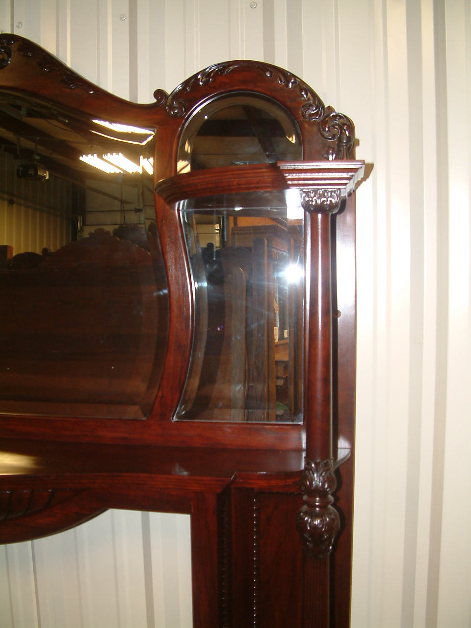 Mahogany Shaped Mirror Mantel - Image 3