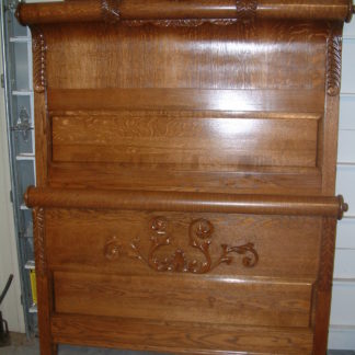 Massive Oak Carved Hooded Tall Bed   SALE PRICED