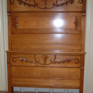 Heavy Oak Tall Back Paneled Bed   SOLD
