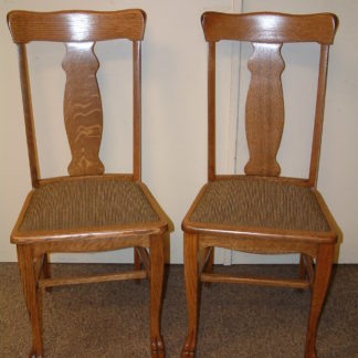 Oak T Back Clawfoot Chairs Set of 10 SOLD