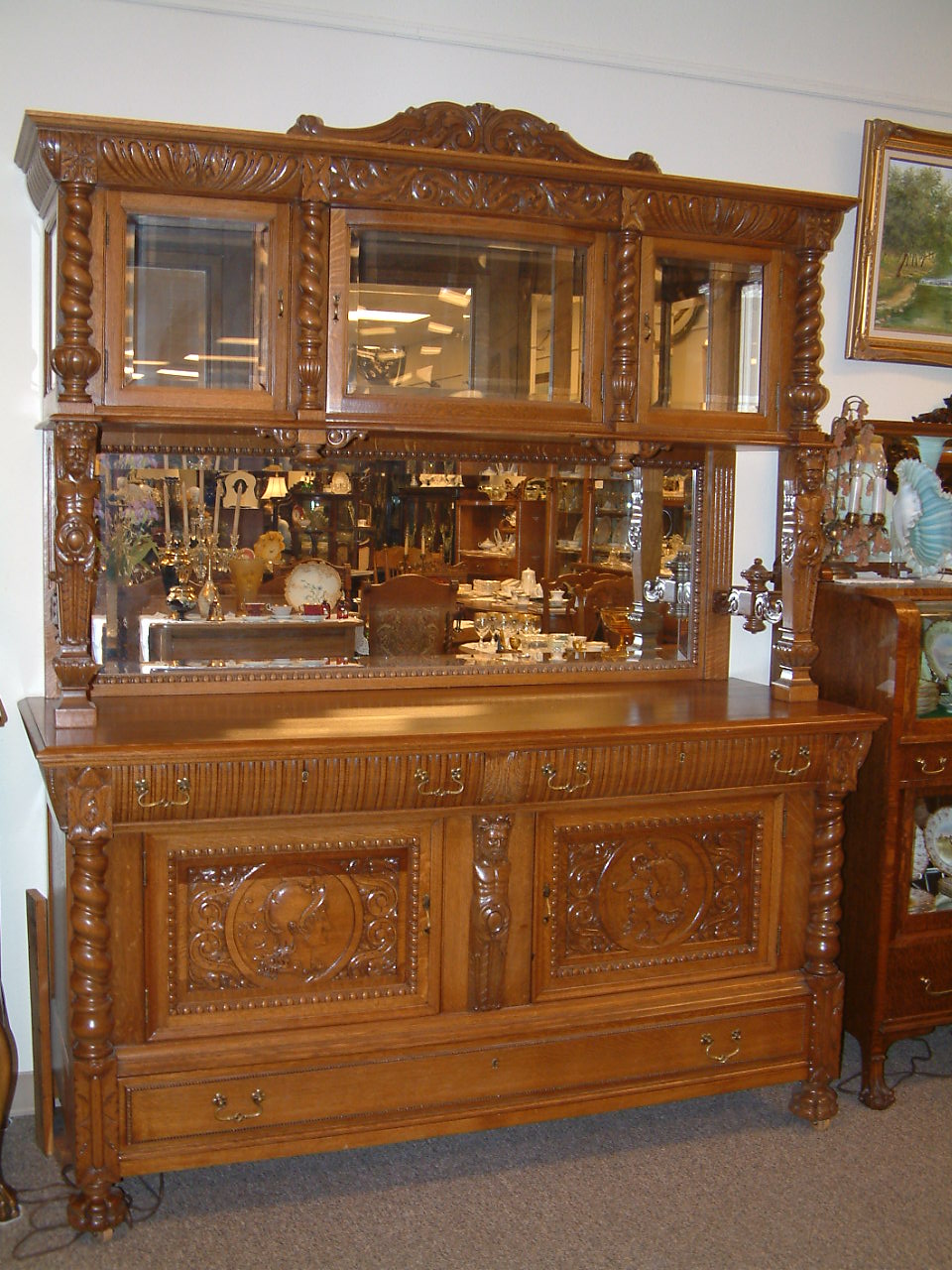 Massive Tall Oak China Buffet
