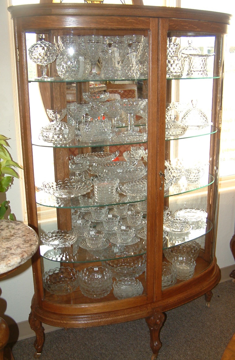 Rare Oval Oak China Display Cabinet