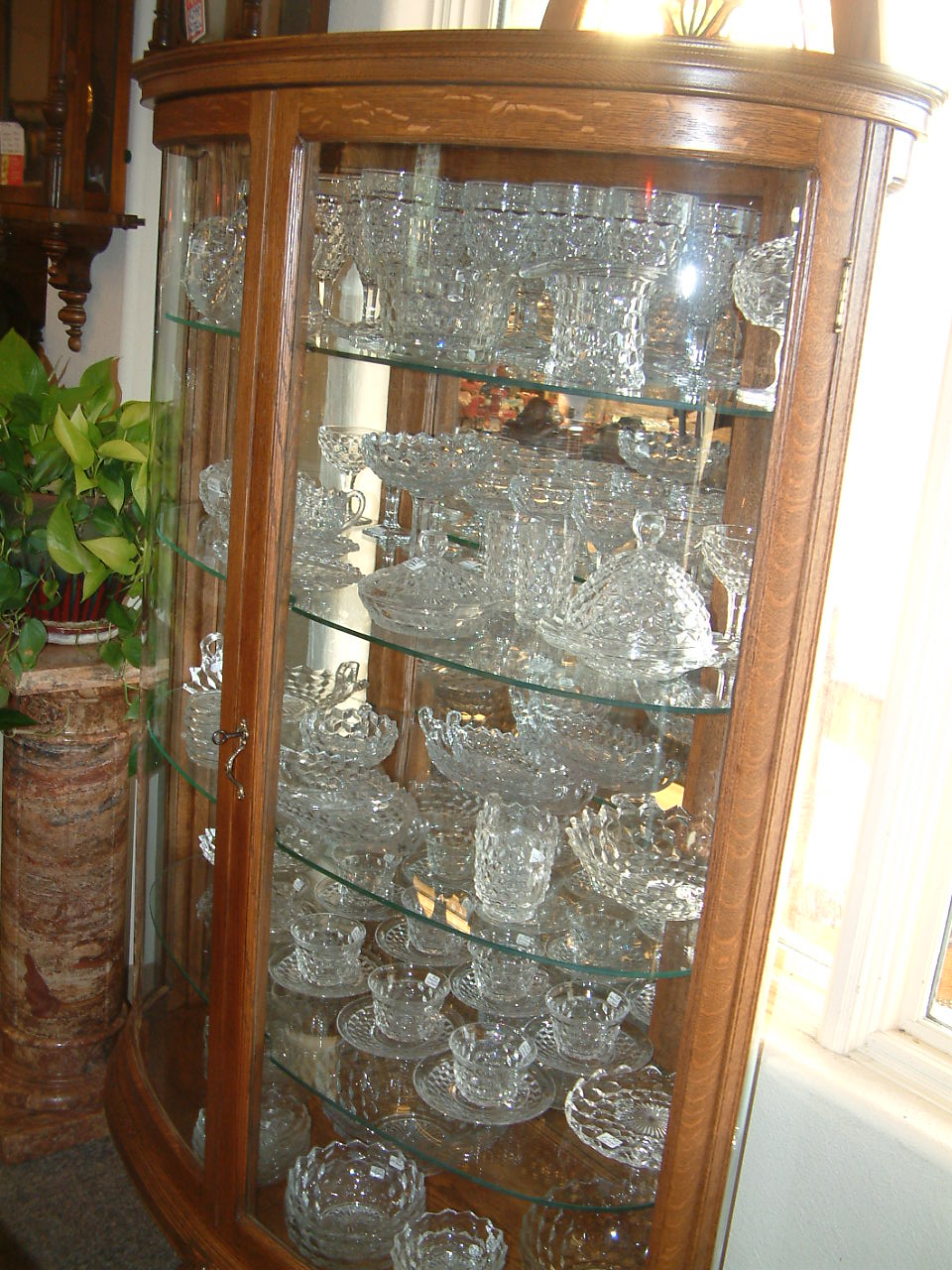 Rare Oval Oak China Display Cabinet - Image 2