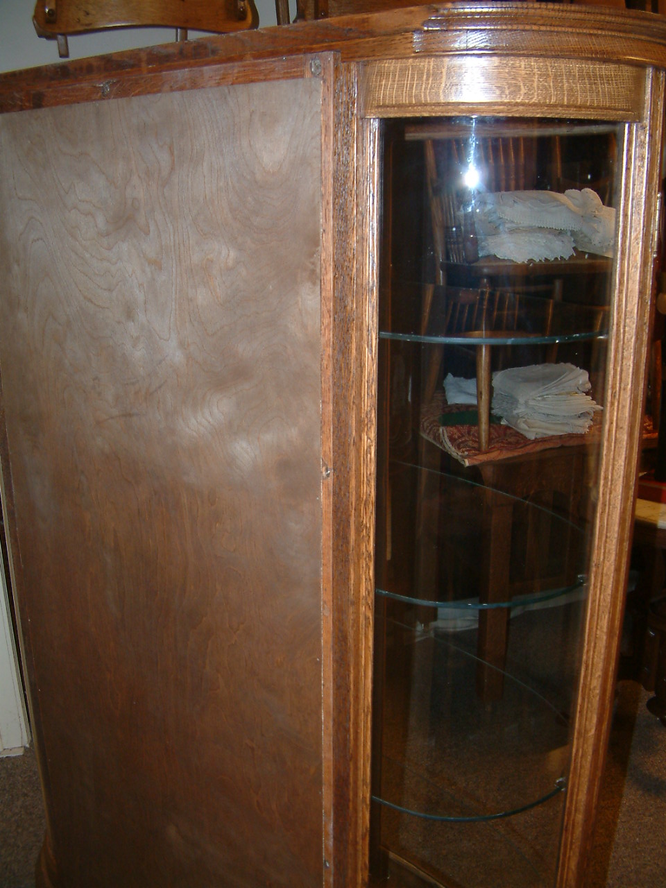 Rare Oval Oak China Display Cabinet - Image 3