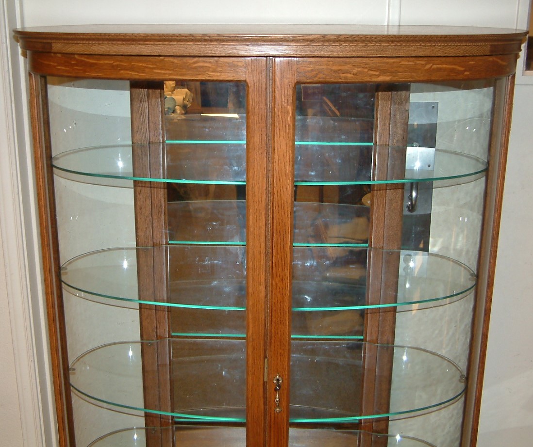 Rare Oval Oak China Display Cabinet - Image 5