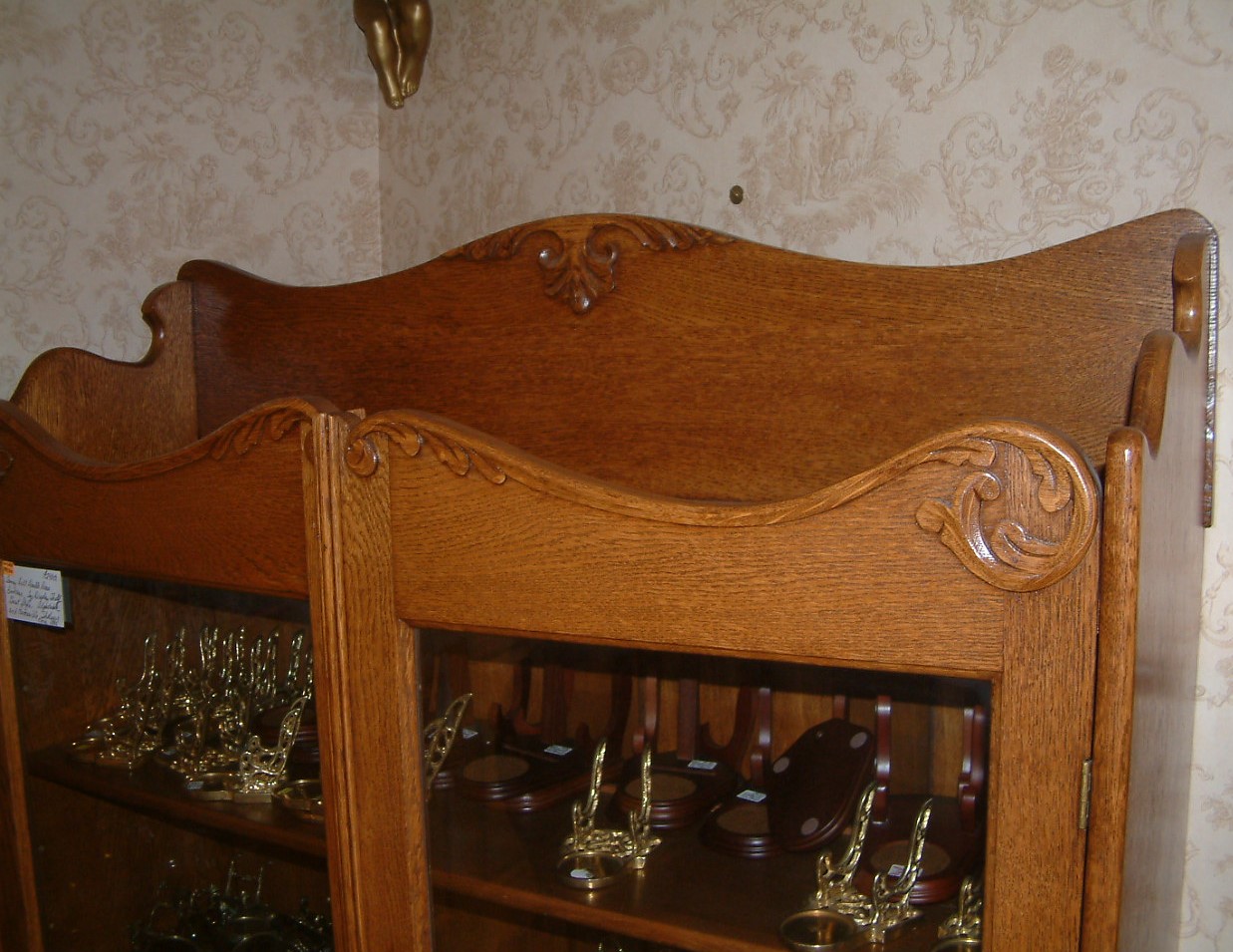 Early Oak Bookcase Carved Trim - Image 2