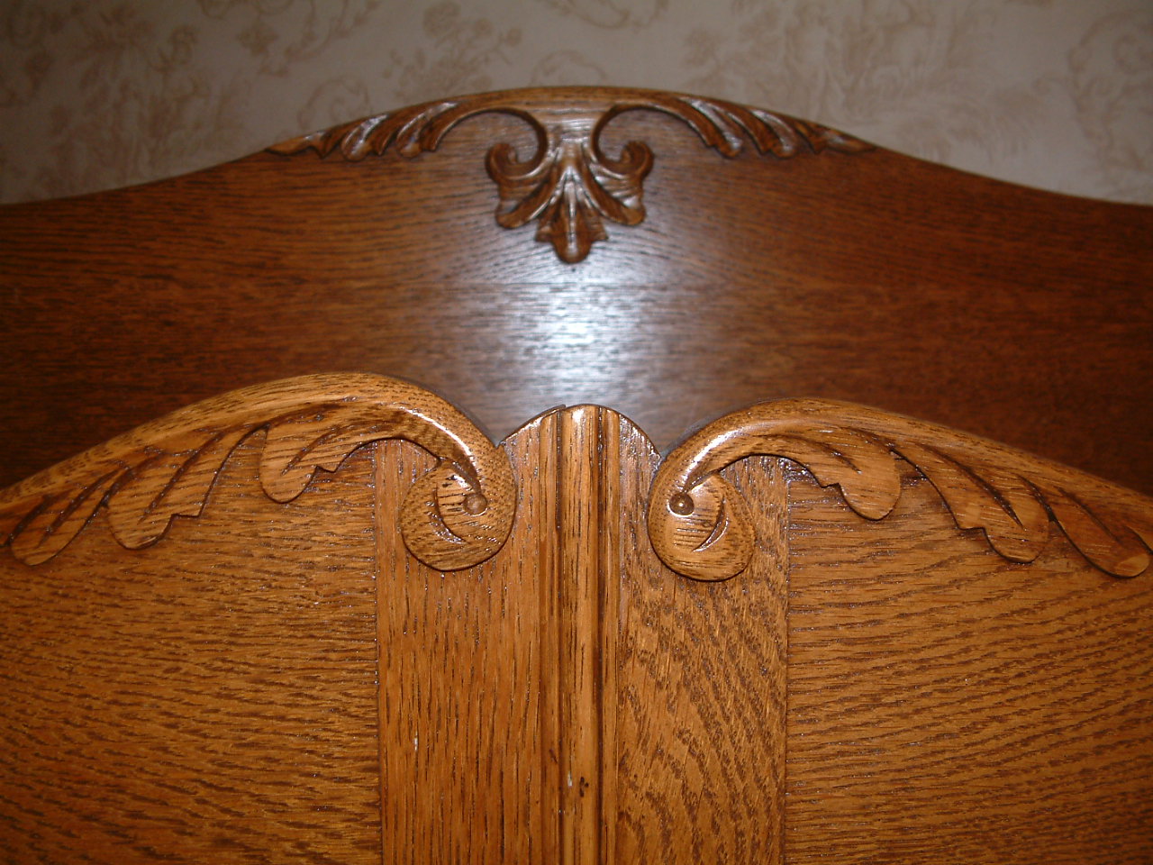 Early Oak Bookcase Carved Trim - Image 3