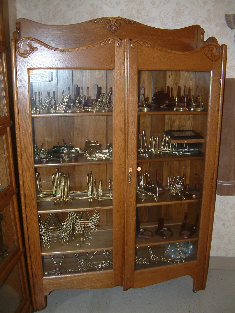 Early Oak Bookcase Carved Trim - Image 4