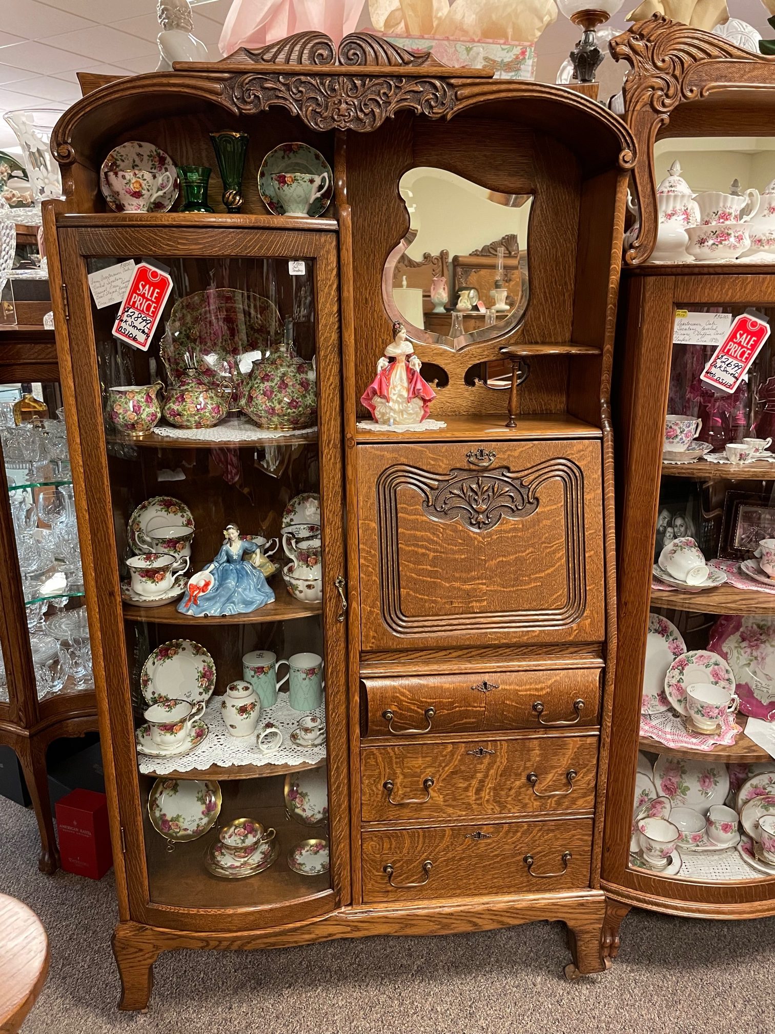 Fancy Oak Hooded Secretary