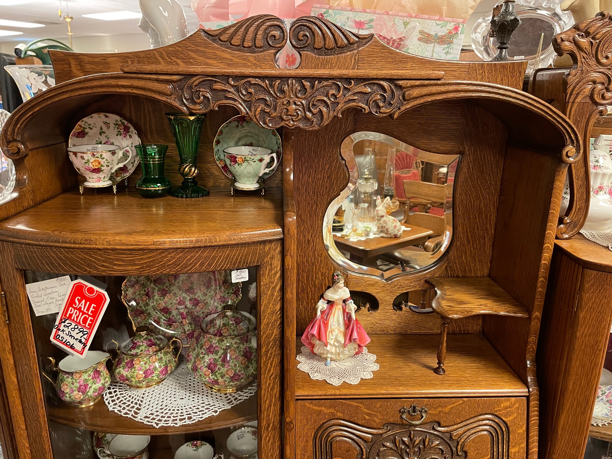 Fancy Oak Hooded Secretary - Image 2