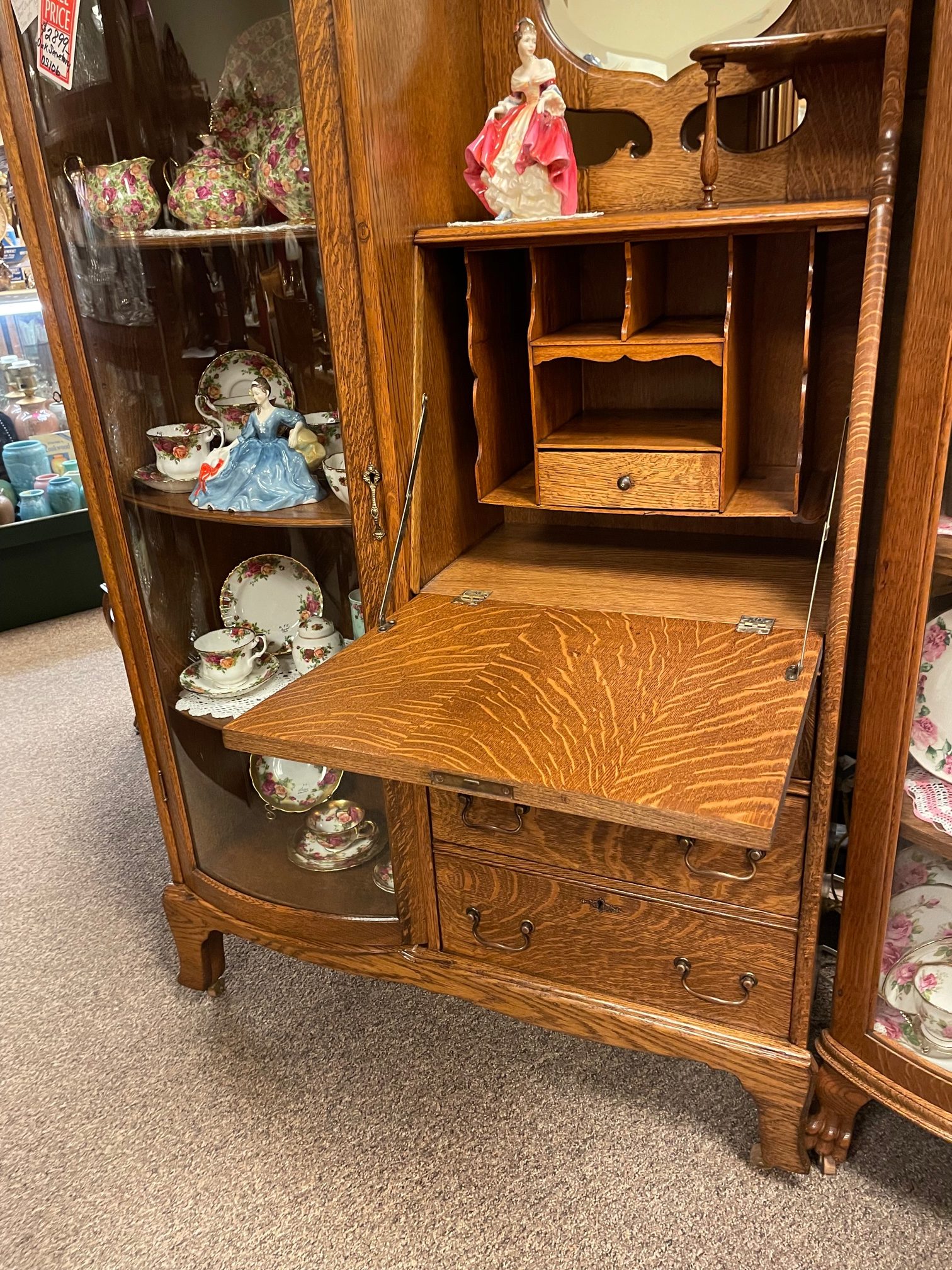 Fancy Oak Hooded Secretary - Image 5