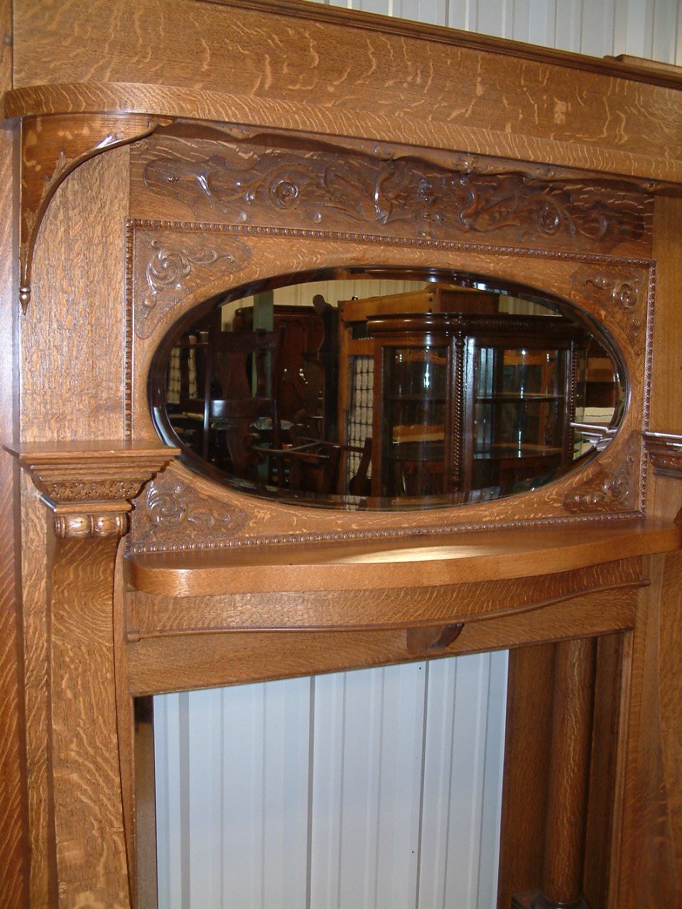 Oak Griffin Adorned Hooded Mantel