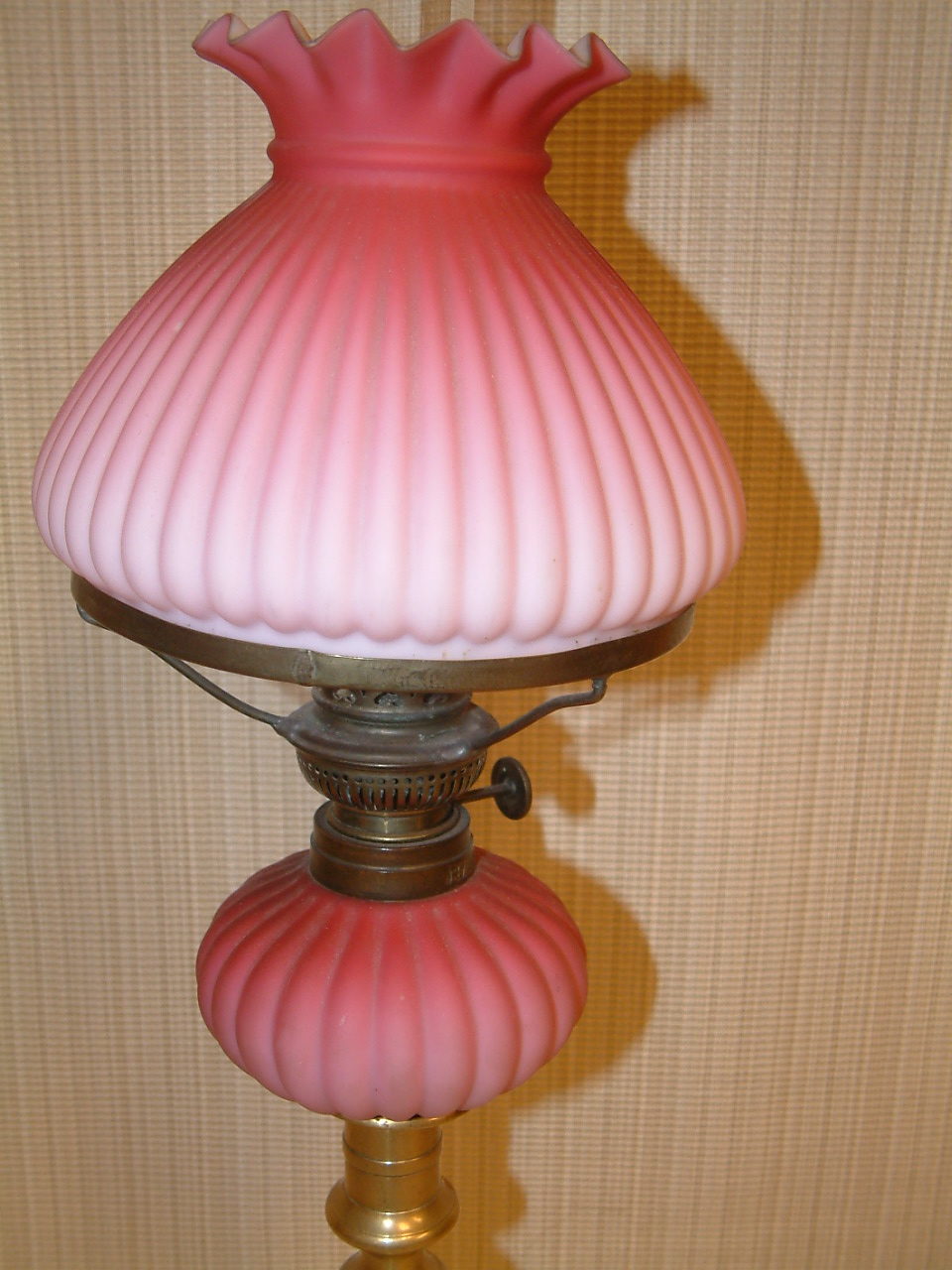 Cranberry Satin Glass Peg Lamp by Lion Lamp Works - Image 2
