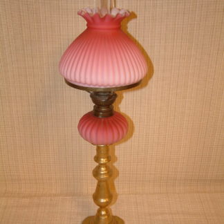 Cranberry Satin Glass Peg Lamp  by Lion Lamp Works