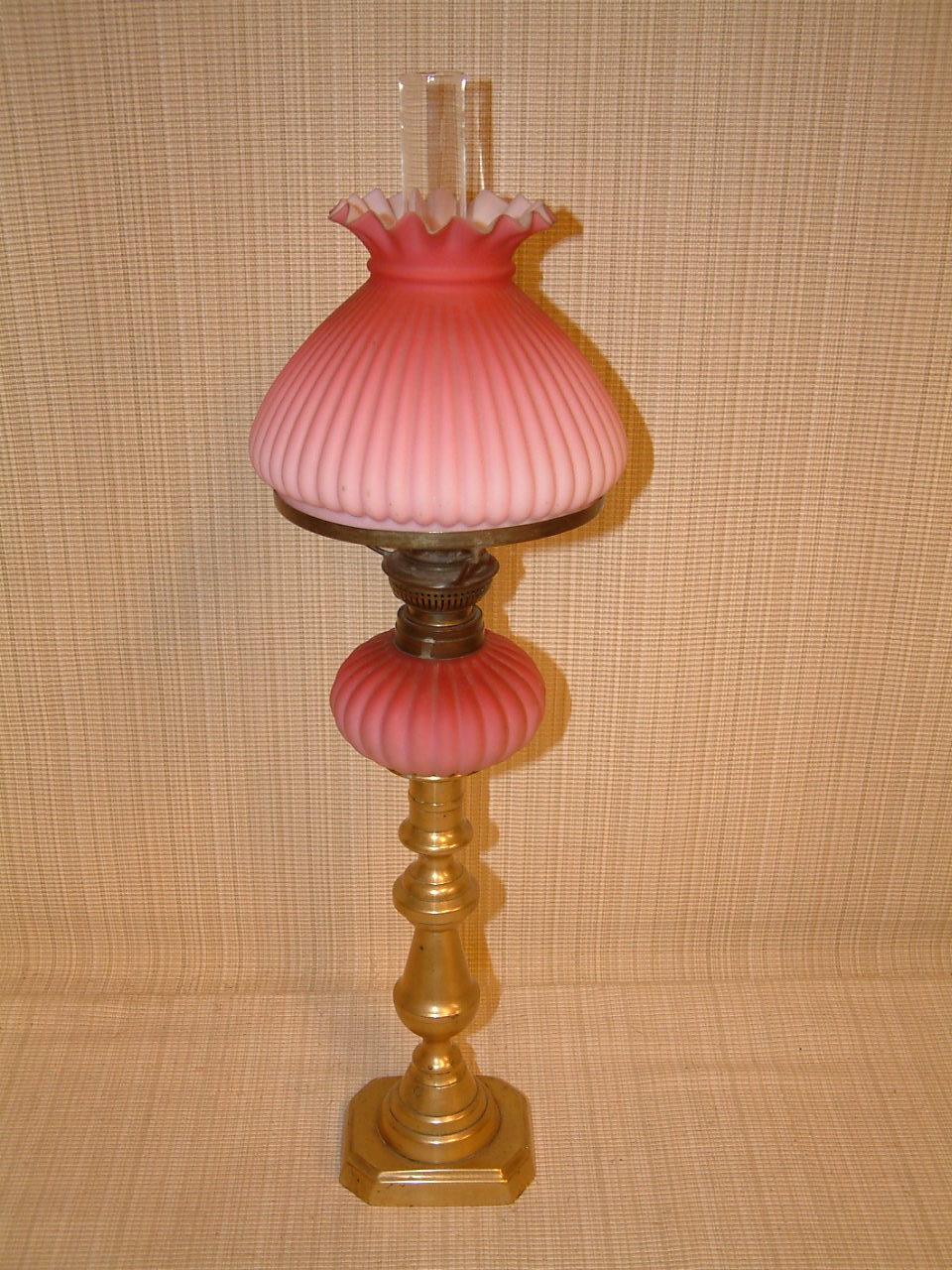 Cranberry Satin Glass Peg Lamp by Lion Lamp Works