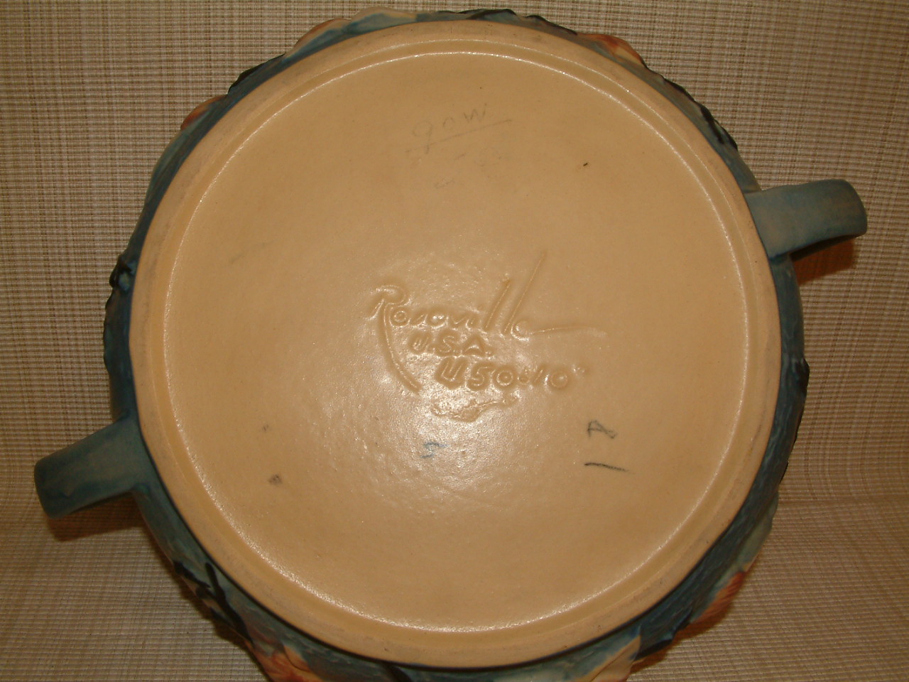 Roseville Magnolia Blue Centerpiece Bowl #450-10" - Image 7