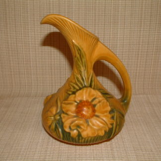 Roseville Gold Peony Handled Ewer #7-6"
