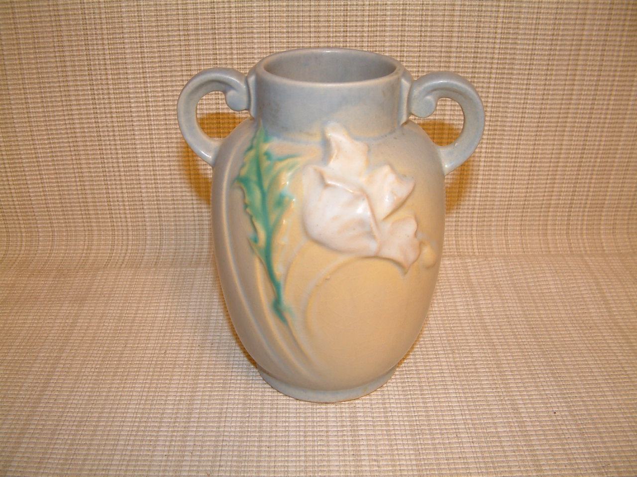 Roseville Soft Blue Poppy Vase #867-6 - Image 11